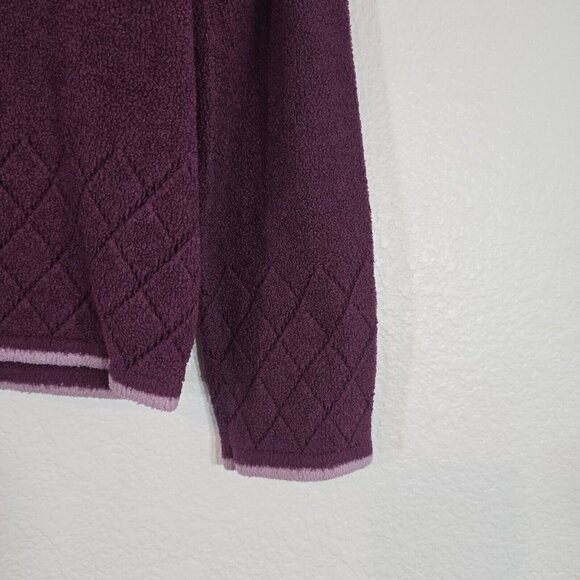 ExOfficio Pullover Sweater Women Medium 1/4 Zip Purple Outdoor Hiking Chenille - Picture 10 of 11